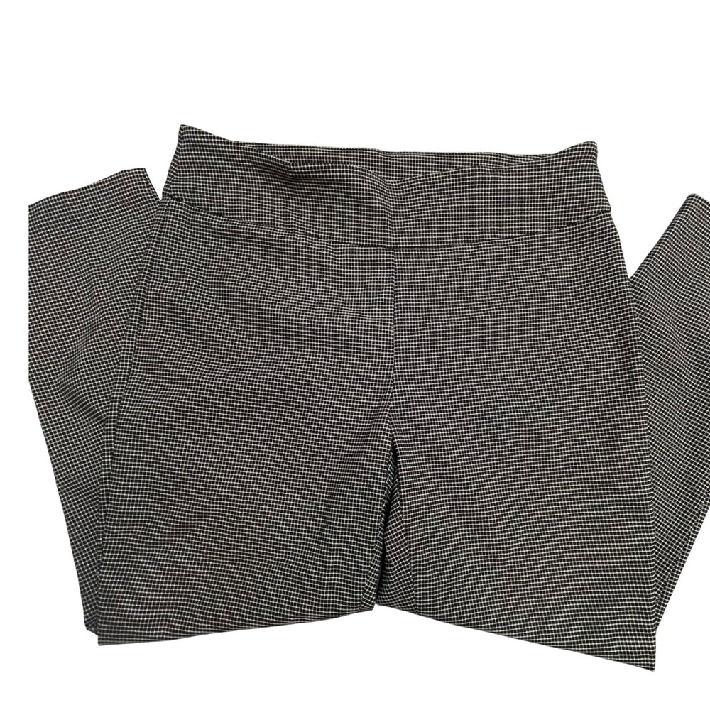 Ava & Grace Black White Micro Check Ankle Pants PXL Petite Stretch Pull On